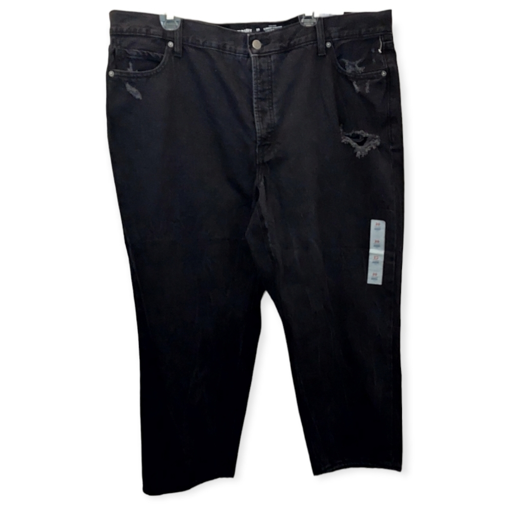 Old Navy Women's Size 20 Jeans Slouchy Straight High Rise Denim Black Cropped